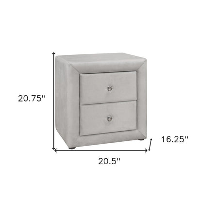 21" Light Gray Wood Two Drawer Nightstand