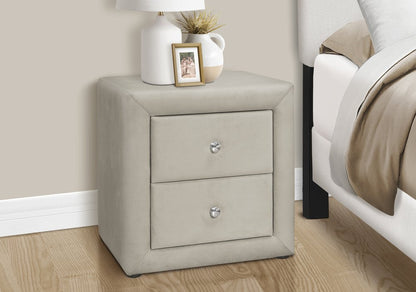 21" Light Gray Wood Two Drawer Nightstand
