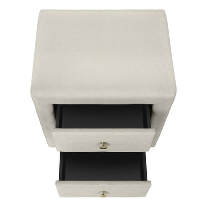 21" Beige Wood Two Drawer Nightstand