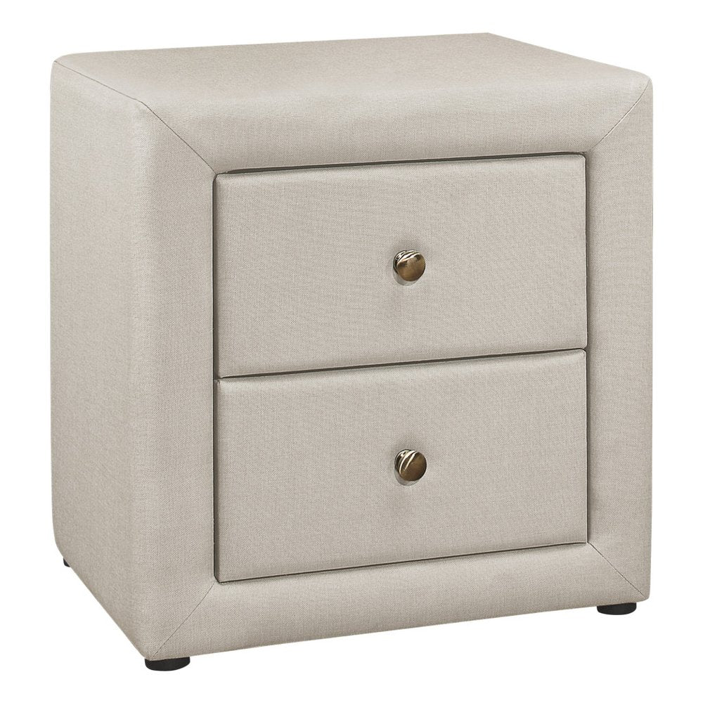 21" Beige Wood Two Drawer Nightstand