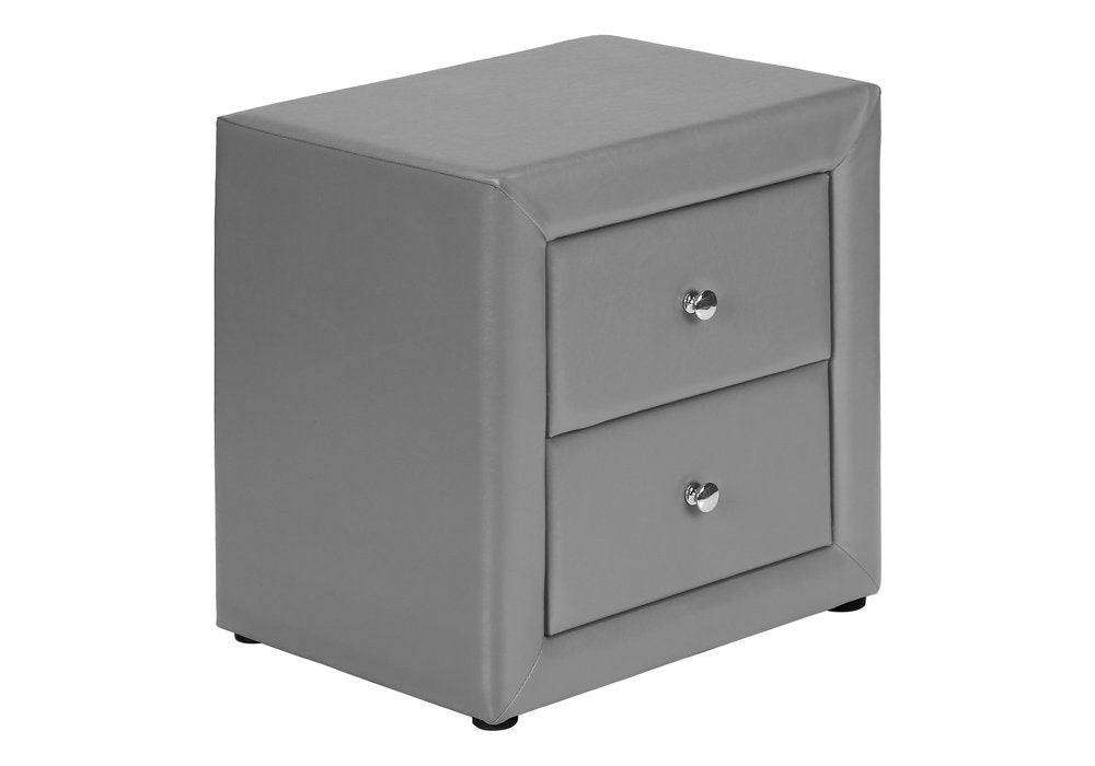 21" Gray Wood Two Drawer Nightstand
