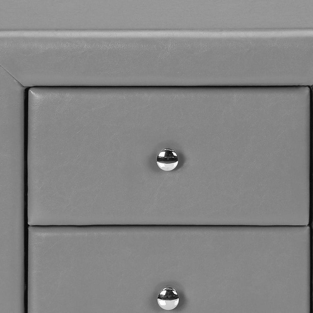 21" Gray Wood Two Drawer Nightstand