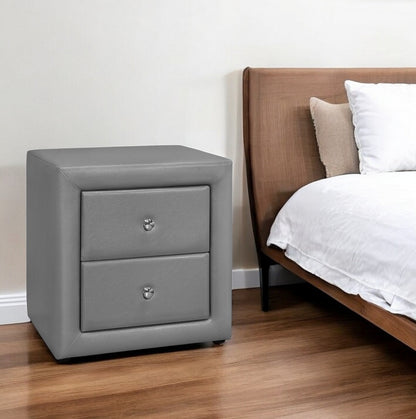 21" Gray Wood Two Drawer Nightstand