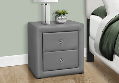 21" Gray Wood Two Drawer Nightstand