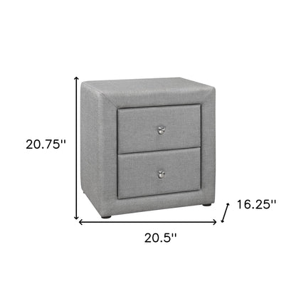 21" Gray Linen Blend Two Drawer Nightstand