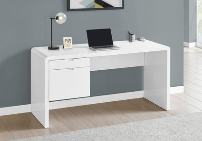 60" White Computer Desk With Two Drawers