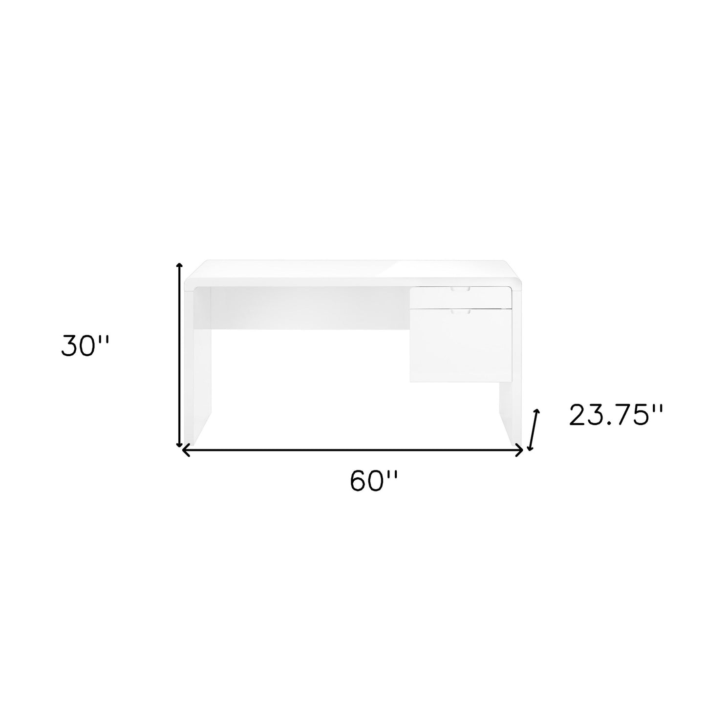 60" White Computer Desk With Two Drawers