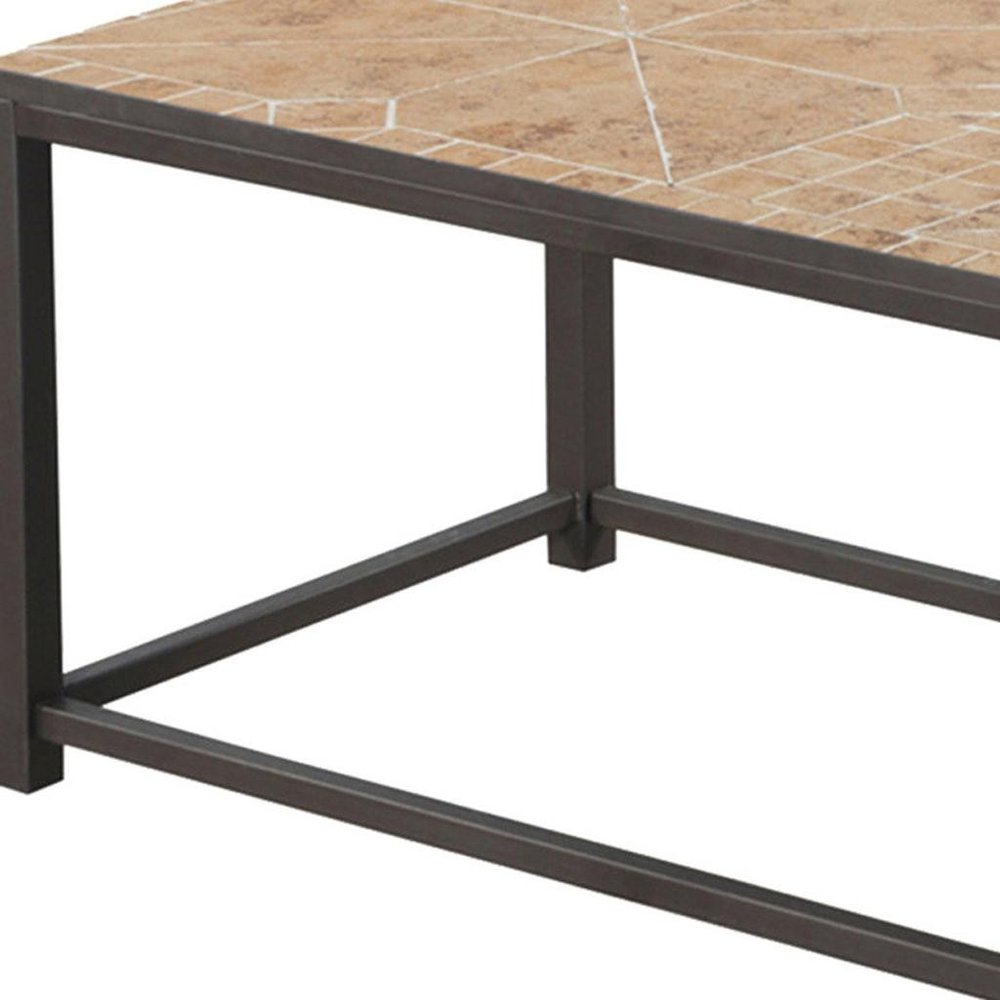 42" Brown Metal Coffee Table