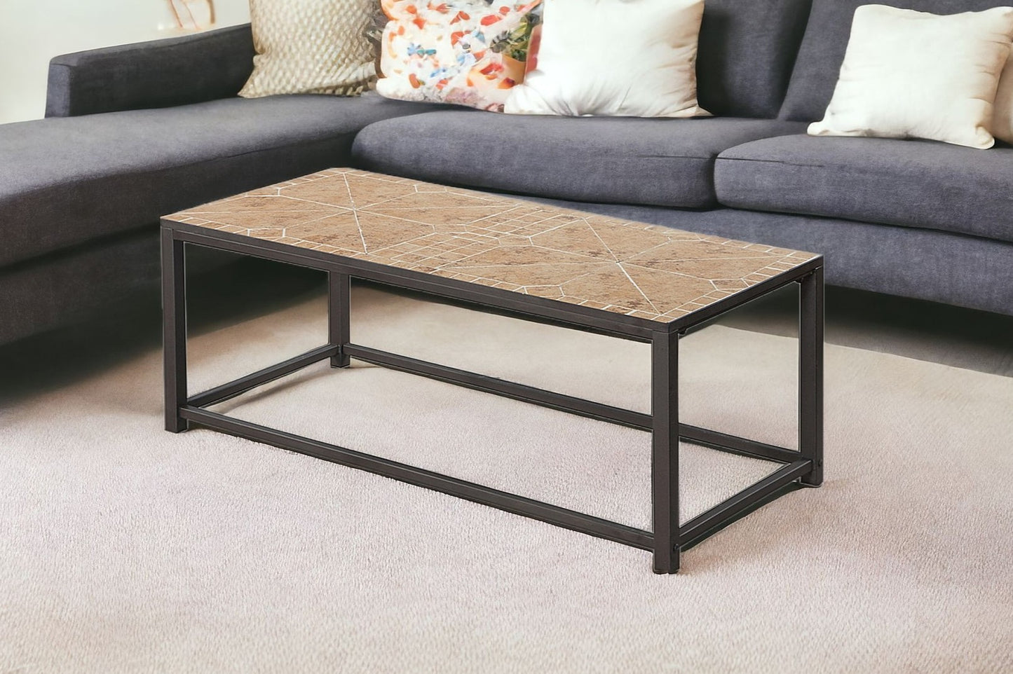 42" Brown Metal Coffee Table