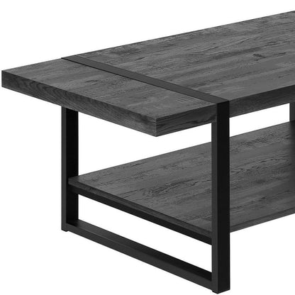 47" Black Coffee Table With Shelf