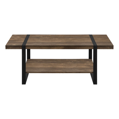 47" Brown And Black Coffee Table With Shelf