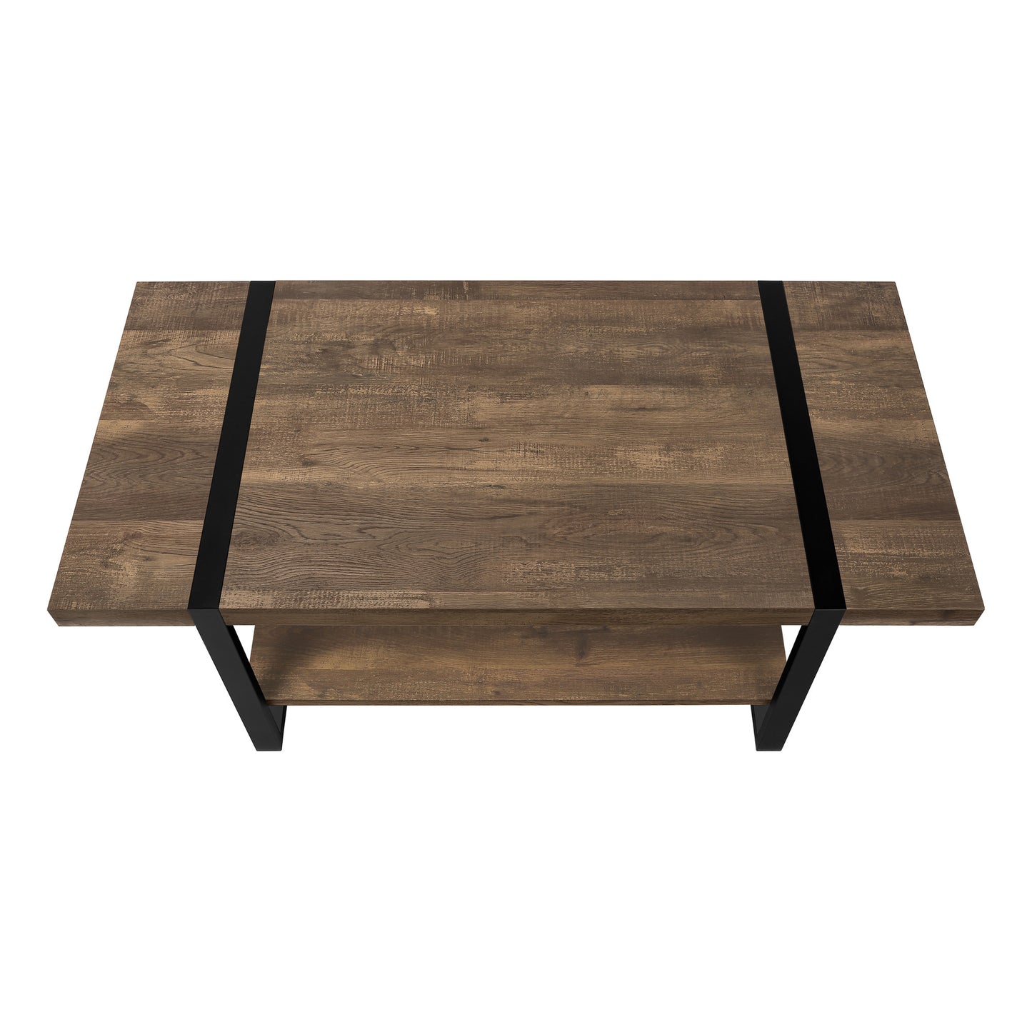 47" Brown And Black Coffee Table With Shelf