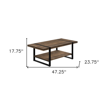 47" Brown And Black Coffee Table With Shelf