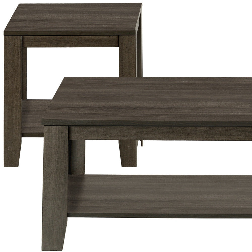 Set of Three 42" Oak Coffee Table With Three Shelves