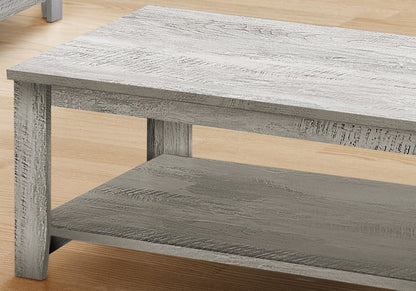 Set Of Three Light Gray Wood Coffee Table With Three Shelves