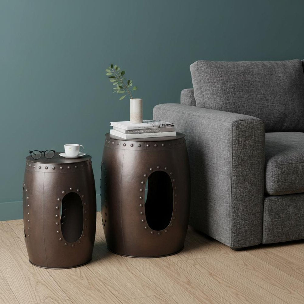 20" Copper Iron Round End Tables