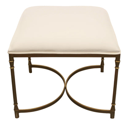 21 " Ivory And Brass Iron Backless Bar Chair