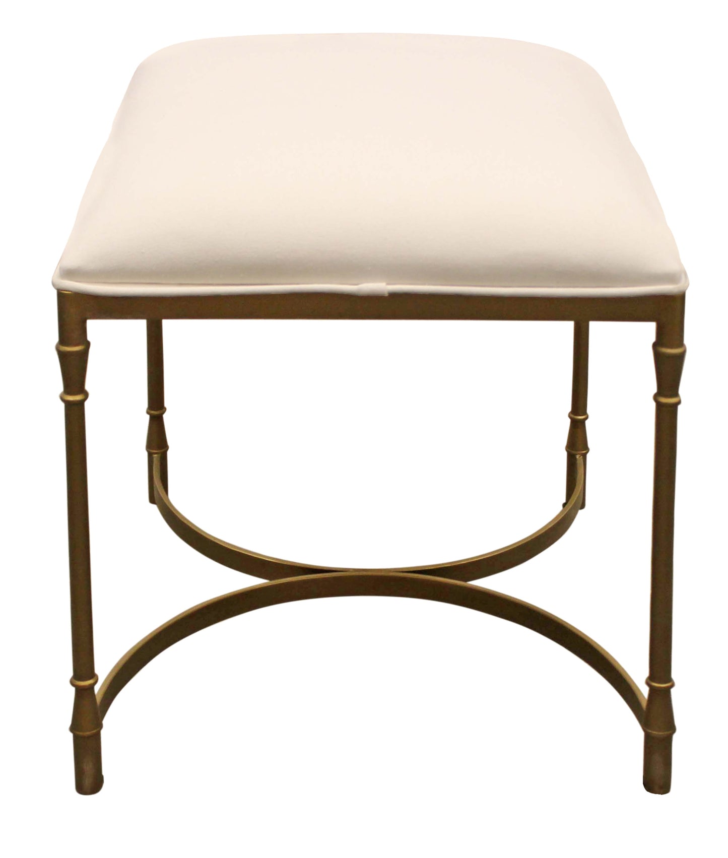 21 " Ivory And Brass Iron Backless Bar Chair