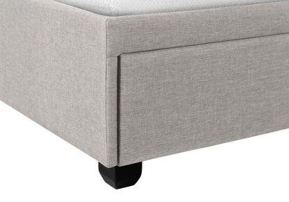 Gray Tufted Linen Upholstered Queen Bed Frame With Drawers