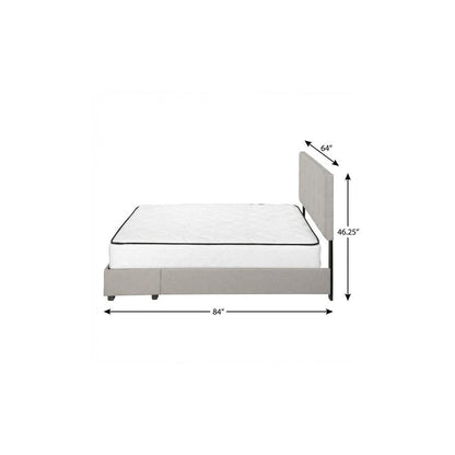 Gray Tufted Linen Upholstered Queen Bed Frame With Drawers