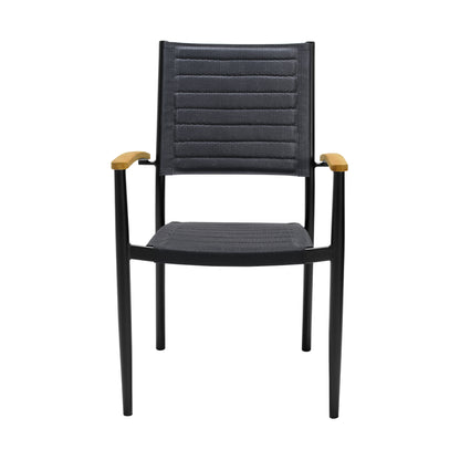 20" Set of Two Gray and Black Metal Indoor Outdoor Dining Chair