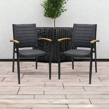 20" Set of Two Gray and Black Metal Indoor Outdoor Dining Chair