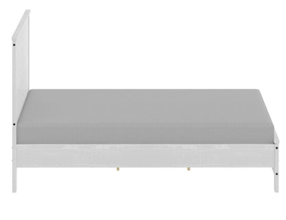 White Shiplap Texture Distressed Solid Wood Queen Bed Frame