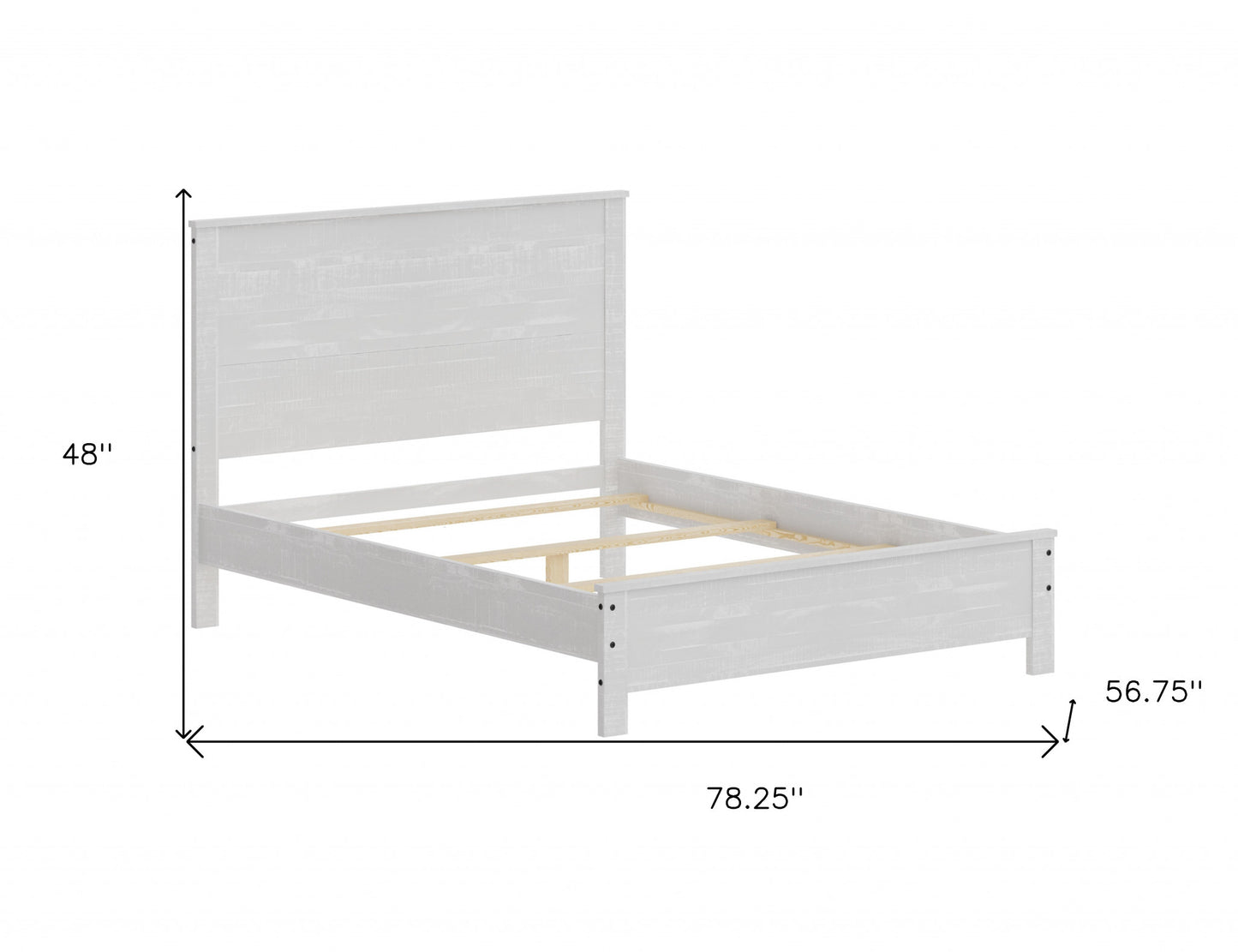 White Solid Wood Full Double Bed Frame