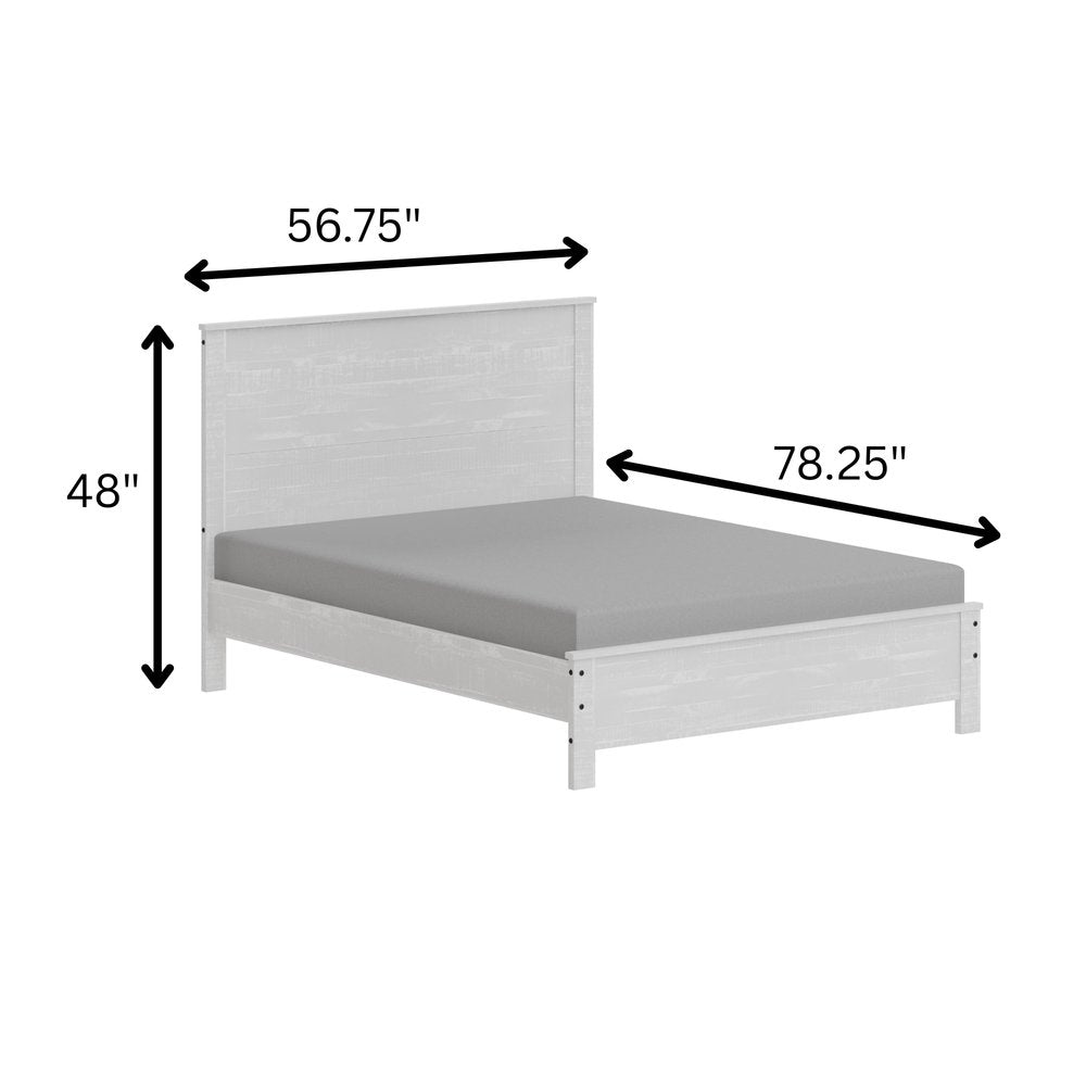 White Solid Wood Full Double Bed Frame