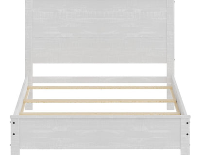 White Shiplap Texture Distressed Solid Wood Twin Bed Frame