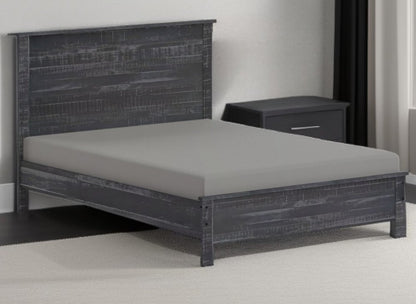 Gray Shiplap Texture Distressed Solid Wood Twin Bed Frame