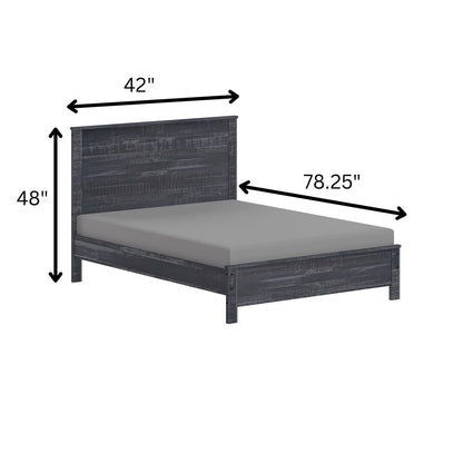 Gray Shiplap Texture Distressed Solid Wood Twin Bed Frame