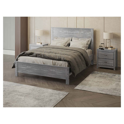 Gray Shiplap Texture Distressed Solid Wood Twin Bed Frame