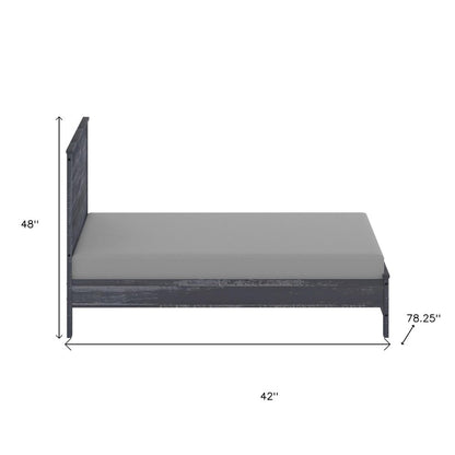 Gray Shiplap Texture Distressed Solid Wood Twin Bed Frame
