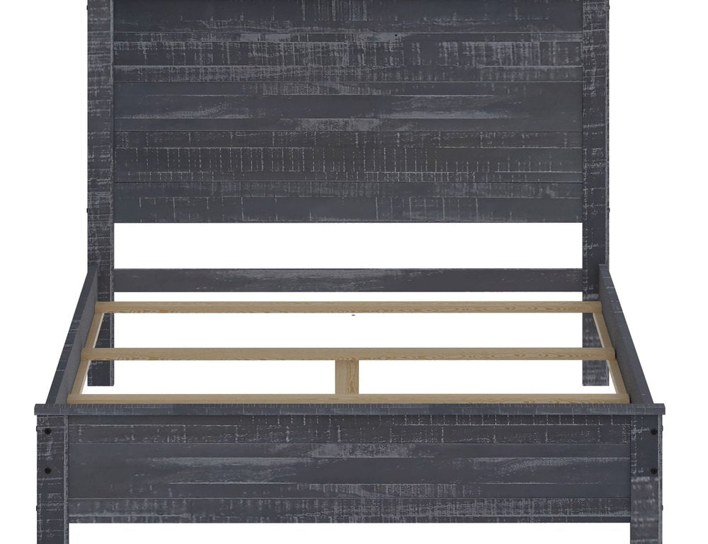 Gray Shiplap Texture Distressed Solid Wood Twin Bed Frame