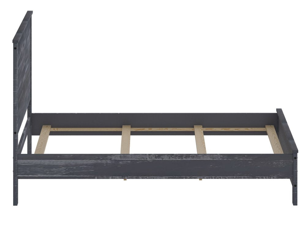 Gray Shiplap Texture Distressed Solid Wood Twin Bed Frame