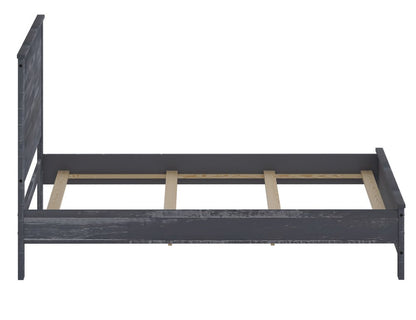 Gray Shiplap Texture Distressed Solid Wood Twin Bed Frame