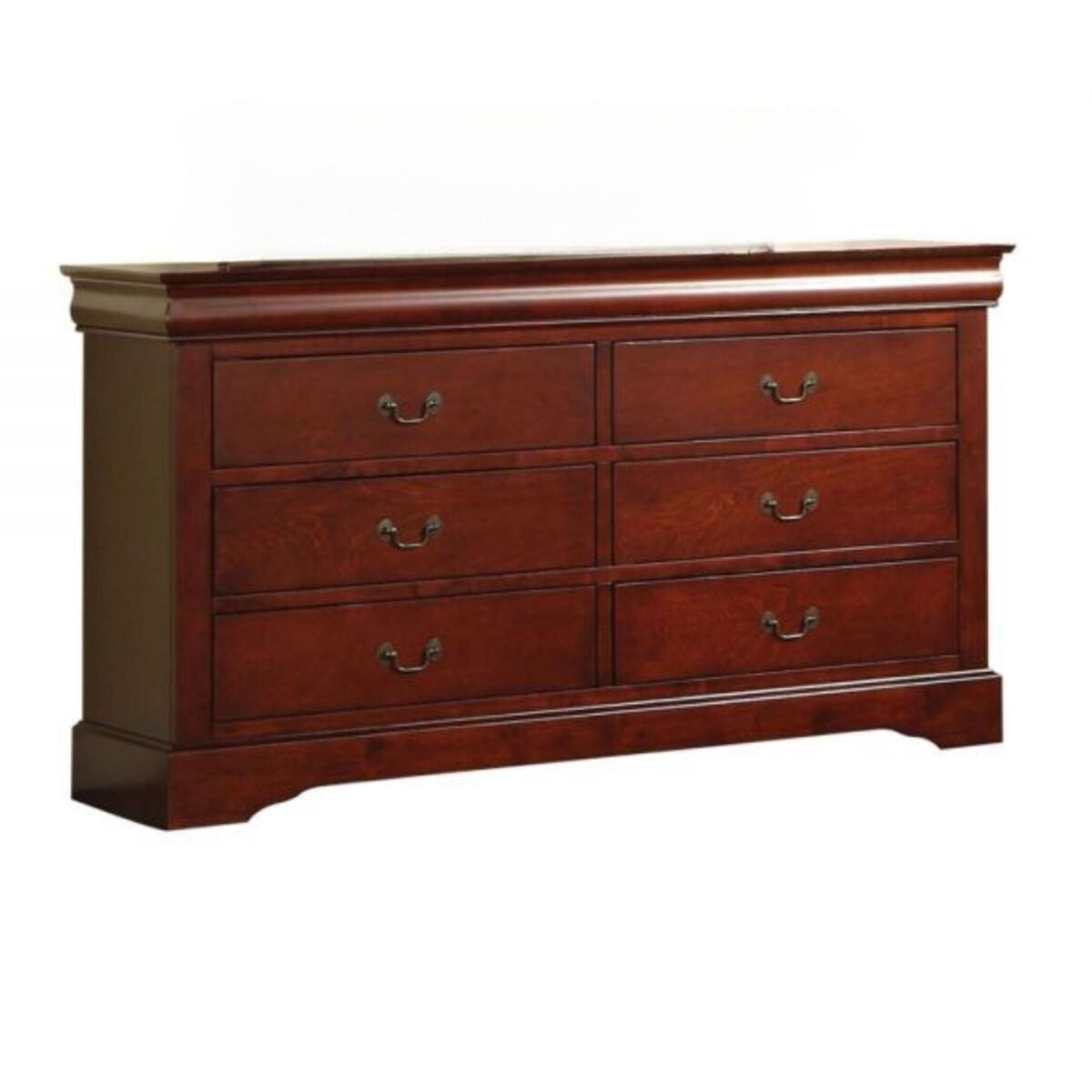 60" Brown Solid and Manufactured Wood Six Drawer Double Dresser