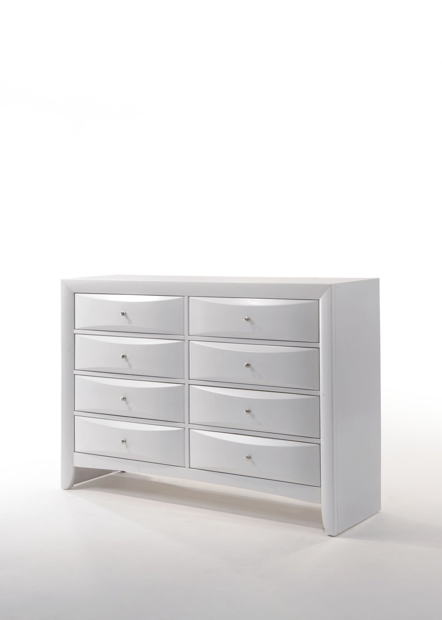 59" White Solid and Manufactured Wood Eight Drawer Double Dresser