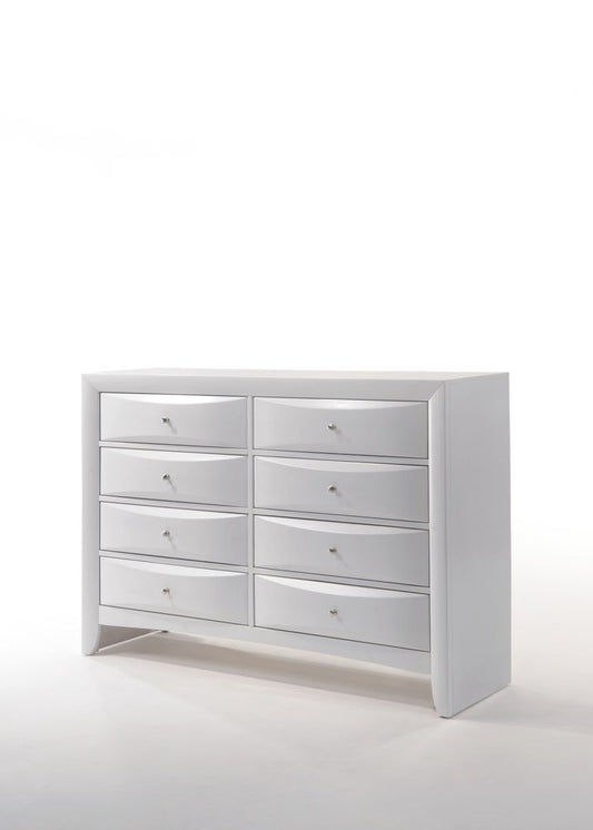 59" White Wood Eight Drawer Double Dresser
