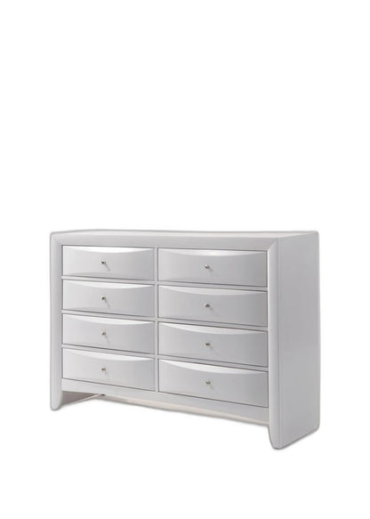59" White Wood Eight Drawer Double Dresser