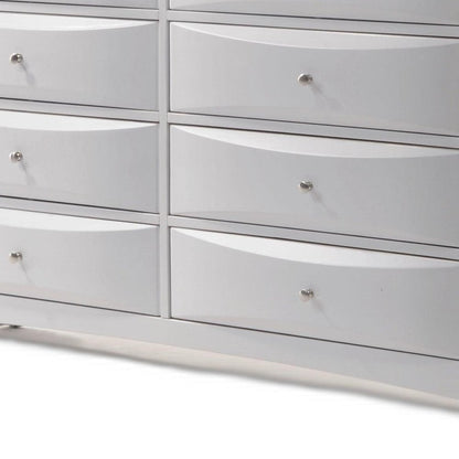 59" White Wood Eight Drawer Double Dresser