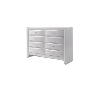 59" White Wood Eight Drawer Double Dresser