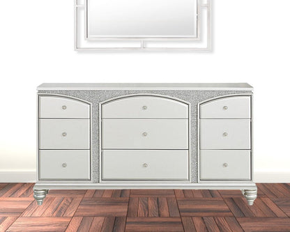 66" Platinum Manufactured Wood Nine Drawer Dresser