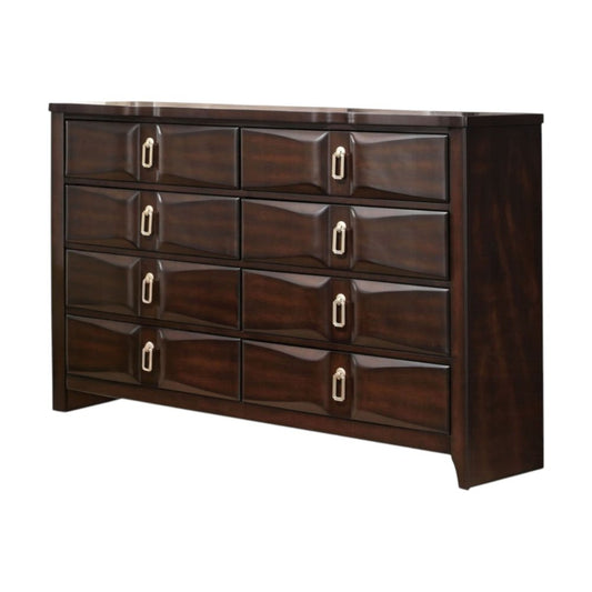 59" Espresso Eight Drawer Double Dresser
