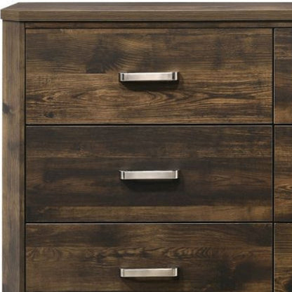 59" Dark Brown Solid and Manufactured Wood Six Drawer Double Dresser