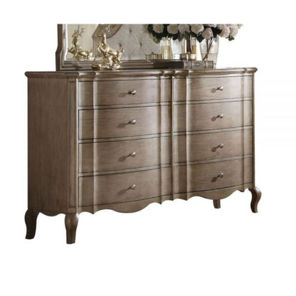 64" Taupe Solid and Manufactured Wood Eight Drawer Double Dresser