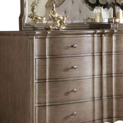 64" Taupe Wood Eight Drawer Double Dresser