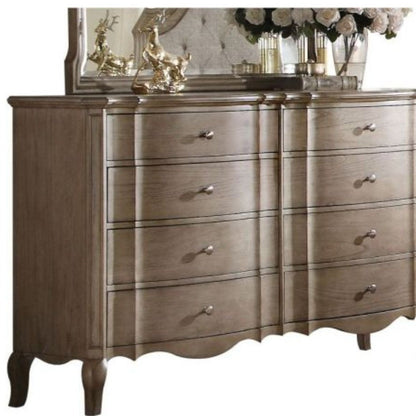 64" Taupe Wood Eight Drawer Double Dresser