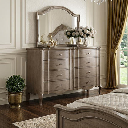 64" Taupe Solid and Manufactured Wood Eight Drawer Double Dresser